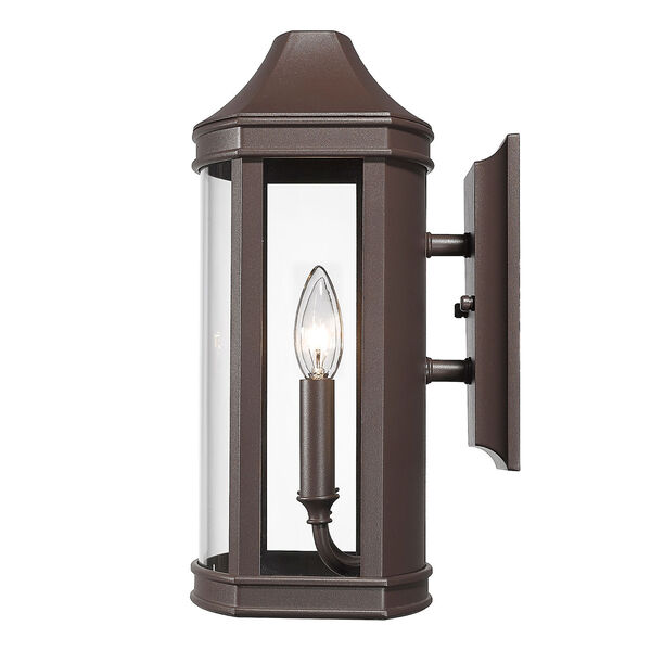 Cohen Textured Bronze Two-Light Outdoor Wall Sconce with Brushed Champagne Bronze and Clear Glass Shade, image 4
